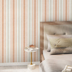 Textured Striped Wallpaper Orange and Grey Wallpaper Peel and Stick and Traditional Wallpaper - D839