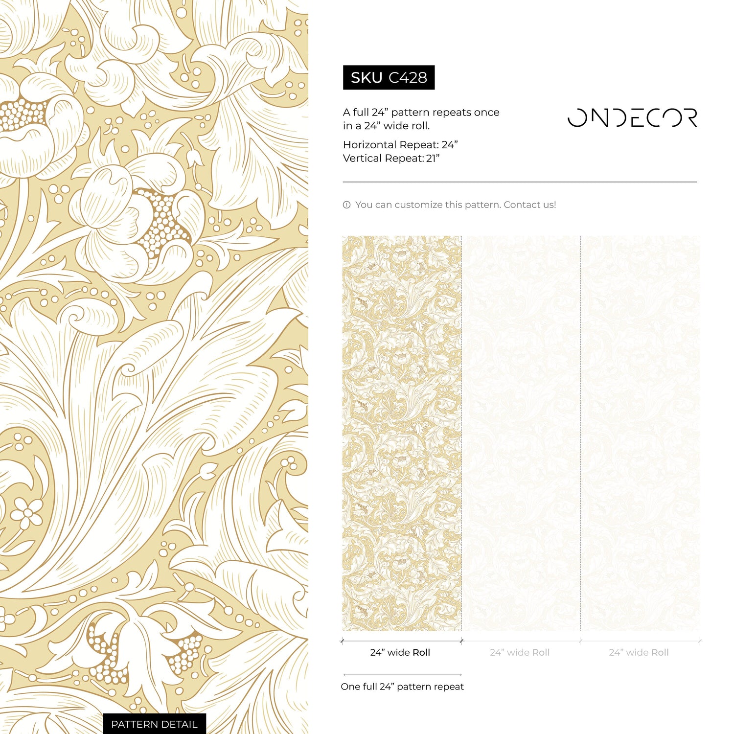 Elegant Floral Scrolls Wallpaper - C428