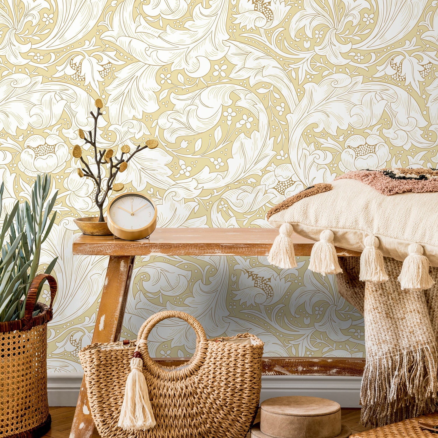 Elegant Floral Scrolls Wallpaper - C428