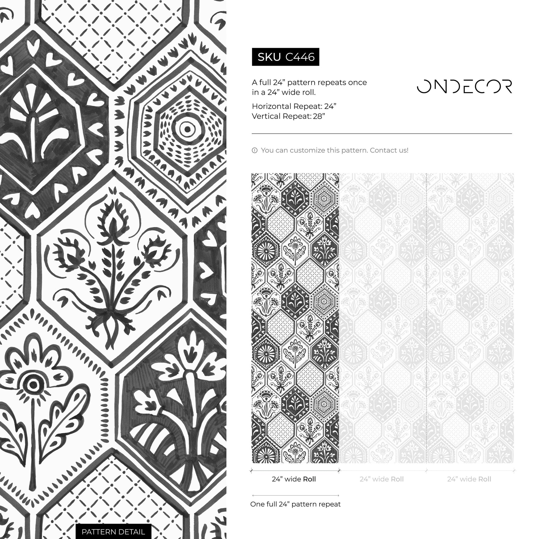 Intricate Hexagonal Motif Wallpaper - C446