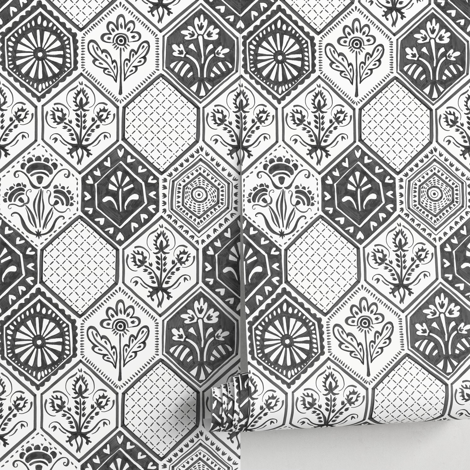 Intricate Hexagonal Motif Wallpaper - C446