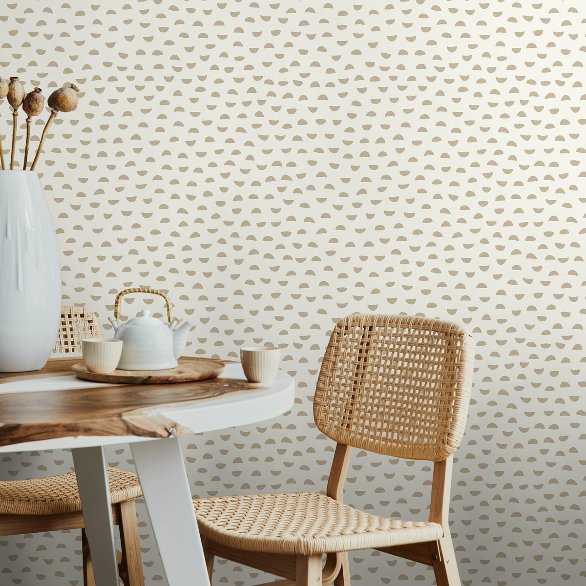 Wallpaper Peel and Stick Wallpaper Removable Wallpaper Home Decor Wall Art Wall Decor Room Decor / Beige Polka Dot Wallpaper - C588