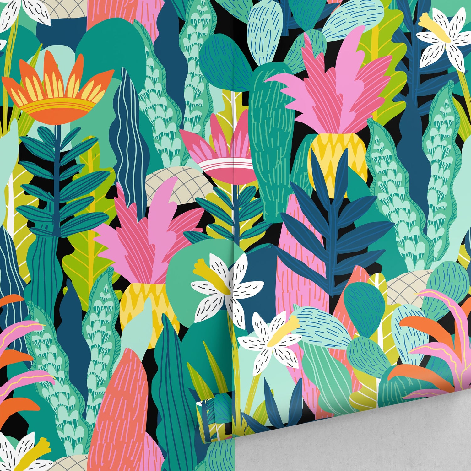 Colorful Plants and Flower Wallpaper / Peel and Stick Wallpaper Removable Wallpaper Home Decor Wall Art Wall Decor Room Decor - C687