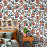 Wallpaper Peel and Stick Wallpaper Removable Wallpaper Home Decor Wall Art Wall Decor Room Decor / Colorful Feathers Boho Wallpaper - C554