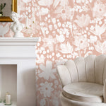 Wallpaper Peel and Stick Wallpaper Removable Wallpaper Home Decor Wall Art Wall Decor Room Decor / Pink Vintage Floral Wallpaper - X190