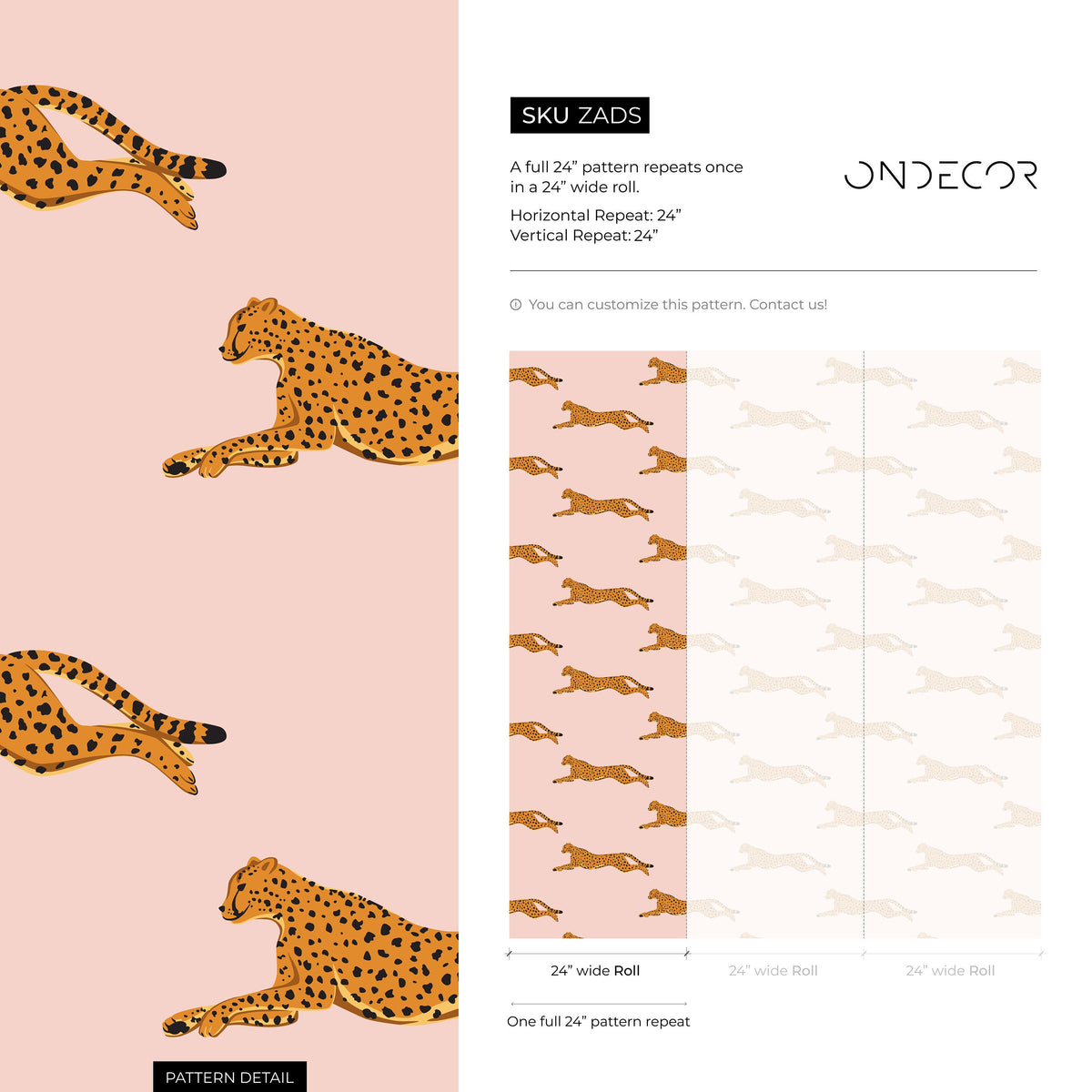 Pink Boho Cheetah Wallpaper Removable and Repositionable Peel and Stick or Traditional Pre-pasted Wallpaper - ZADS