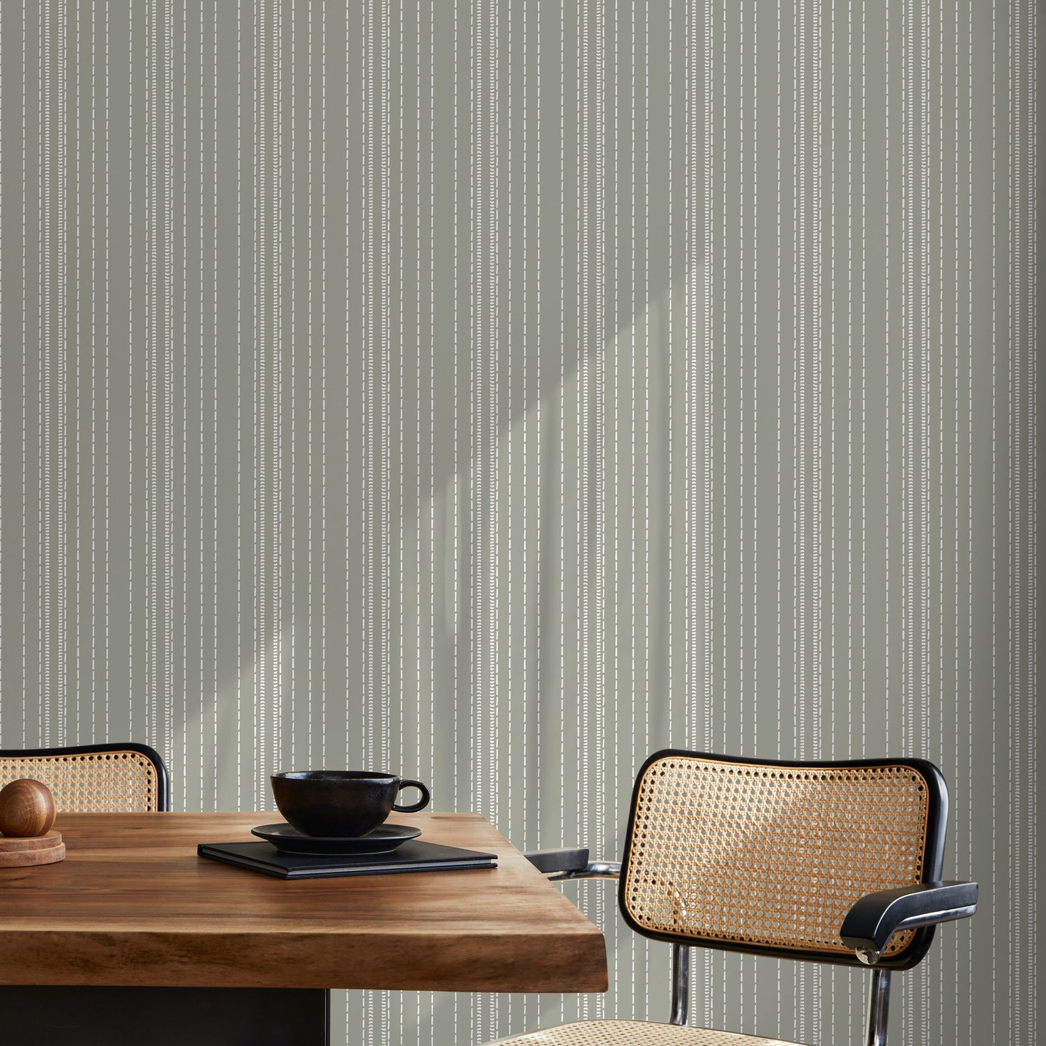 Sage Green Minimalist Wallpaper Striped Wallpaper Peel and Stick and Traditional Wallpaper - D853