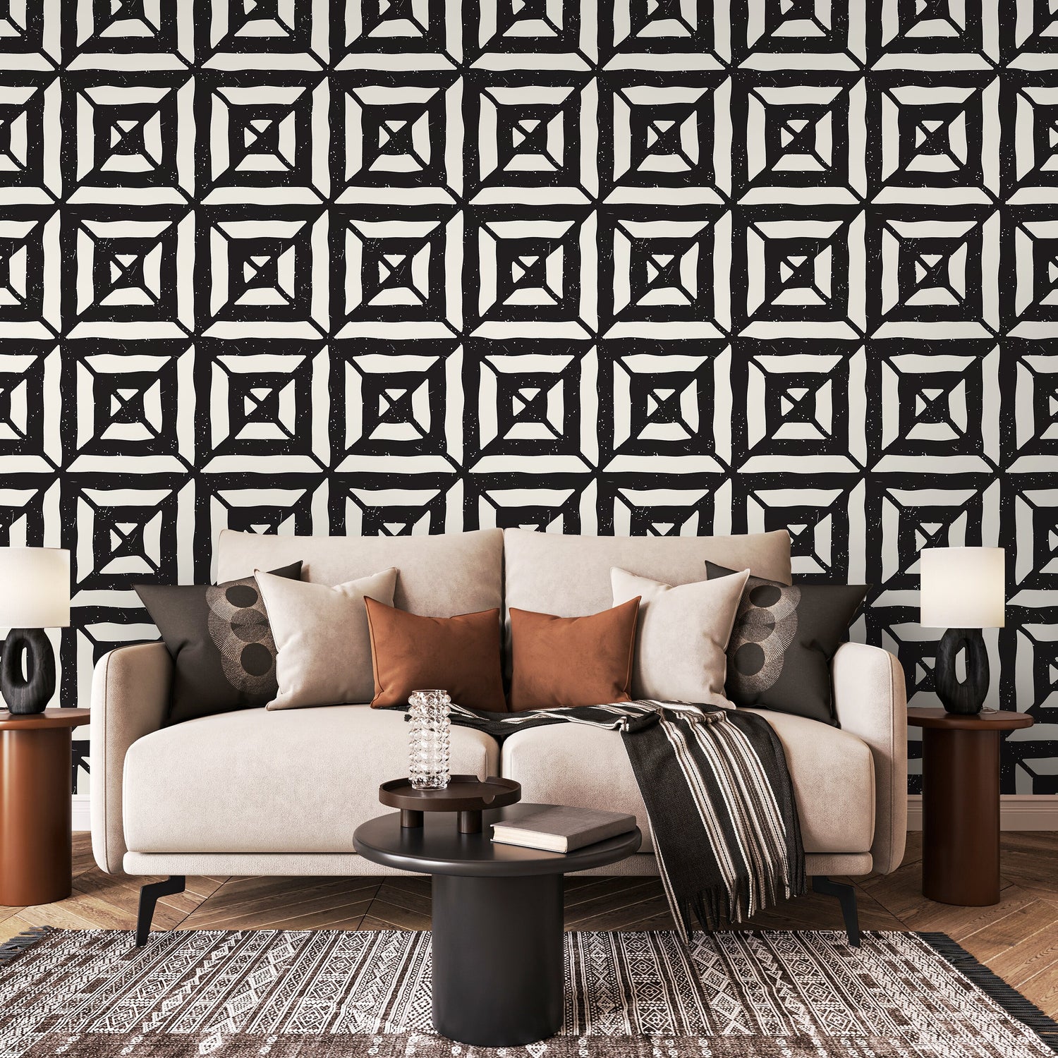 Wallpaper Peel and Stick Wallpaper Removable Wallpaper Home Decor Wall Art Wall Decor Room Decor / Black Geometric Modern Wallpaper - C375