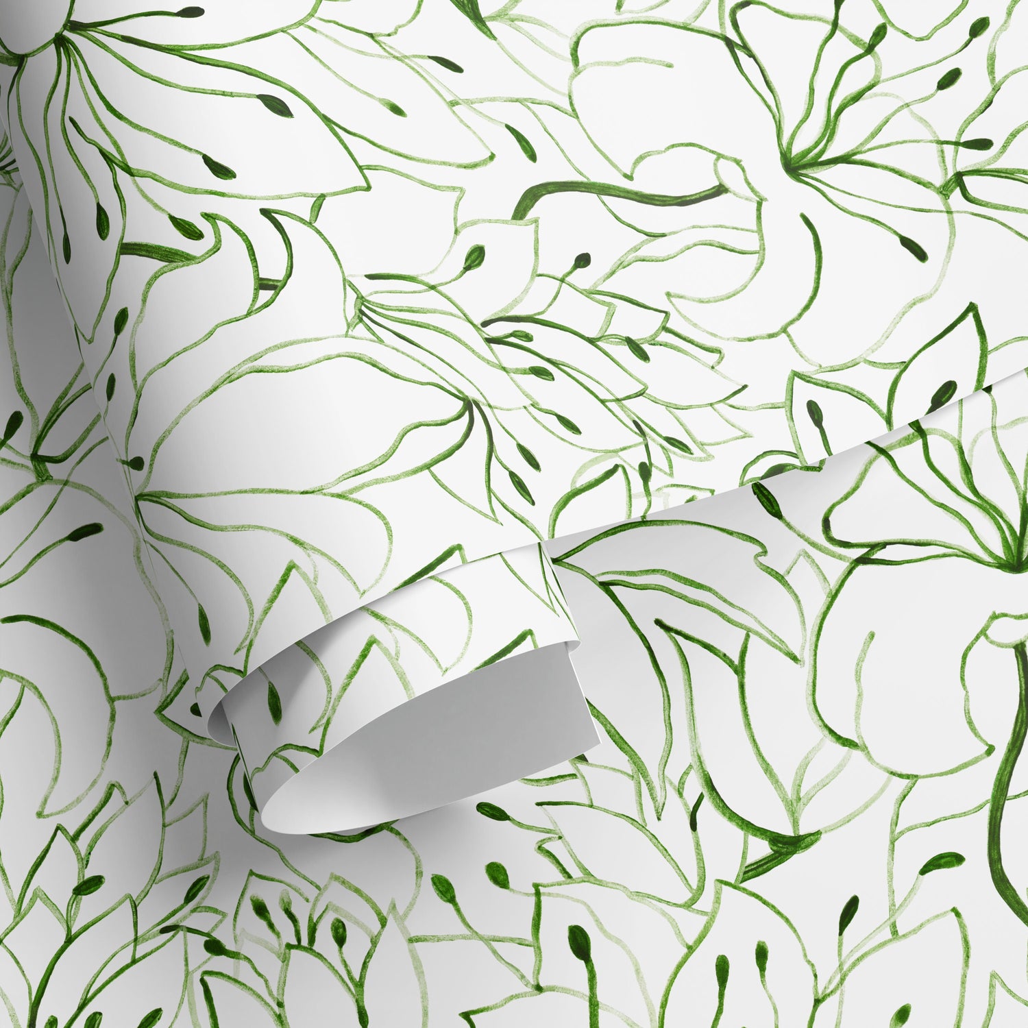 Green Floral Garden Wallpaper / Peel and Stick Wallpaper Removable Wallpaper Home Decor Wall Art Wall Decor Room Decor - C852