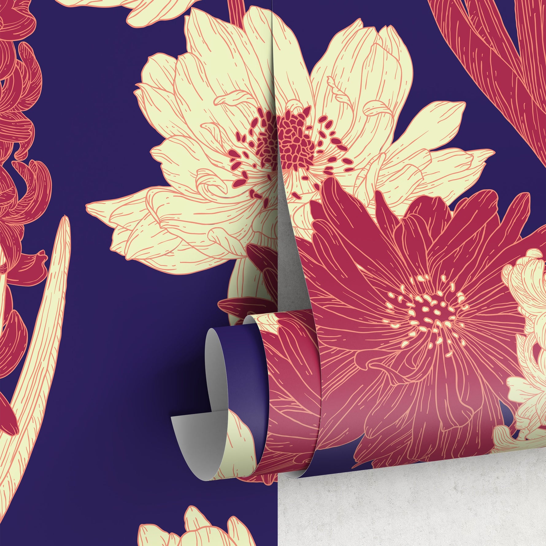 Floral Botanical Wallpaper Vintage Wallpaper Peel and Stick and Traditional Wallpaper - A802