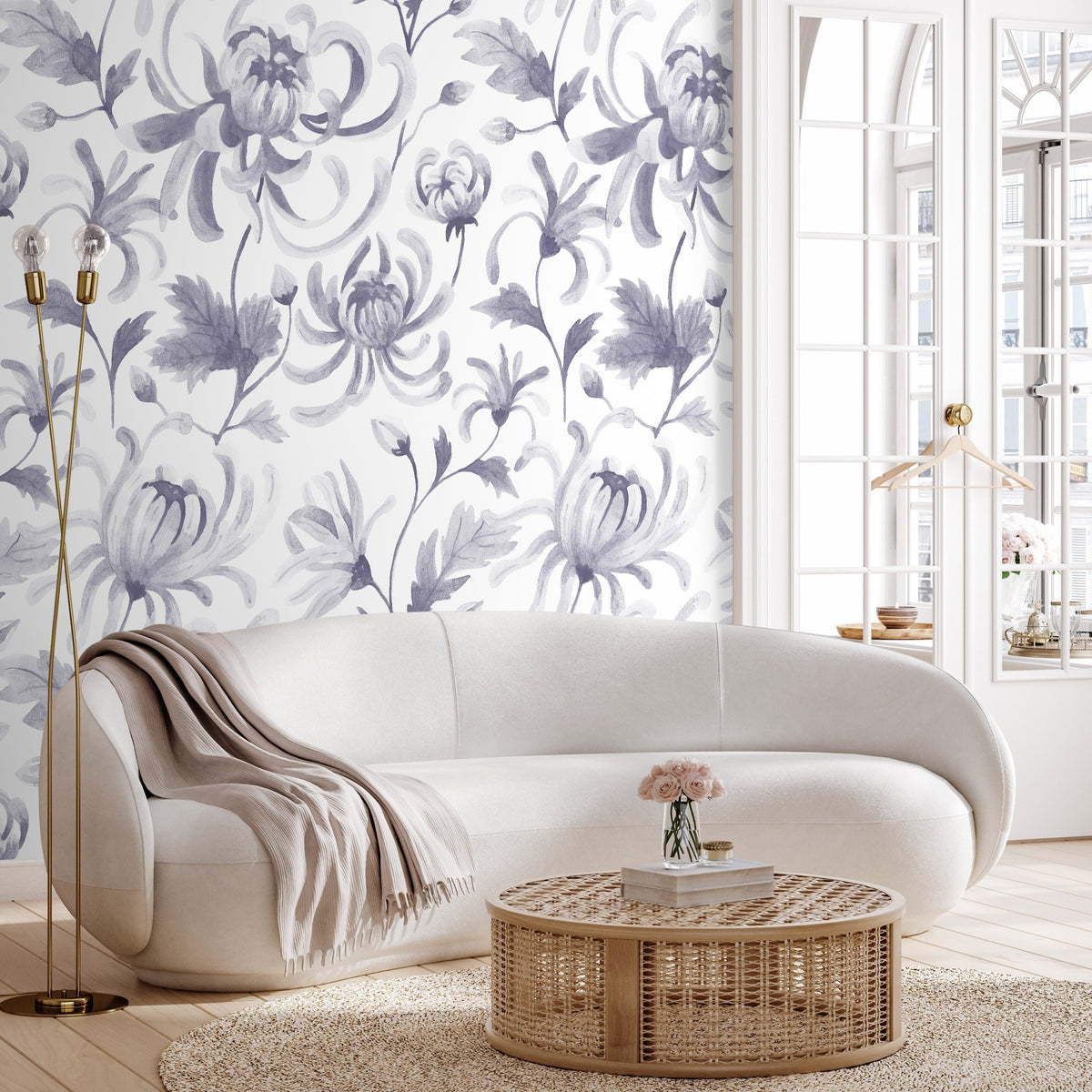 Elegant Floral Watercolor Wallpaper - C956