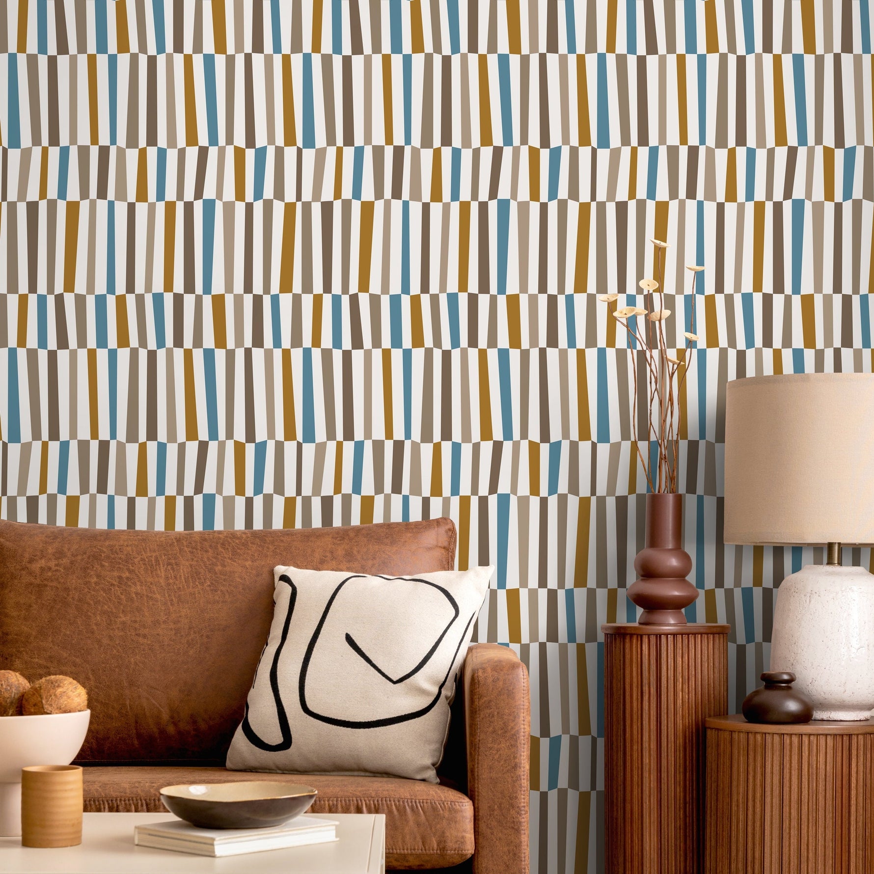 Geometric Mid Century Wallpaper Modern Wallpaper Peel and Stick and Traditional Wallpaper - D851