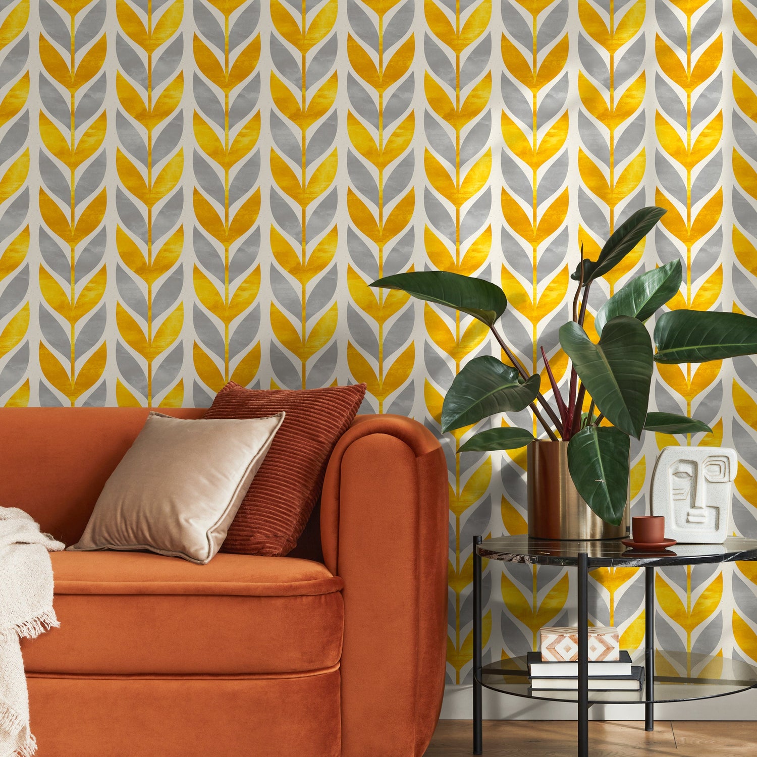 Wallpaper Peel and Stick Wallpaper Removable Wallpaper Home Decor Wall Wall Covering Decor Room Decor / Yellow Scandinavian Wallpaper - A179