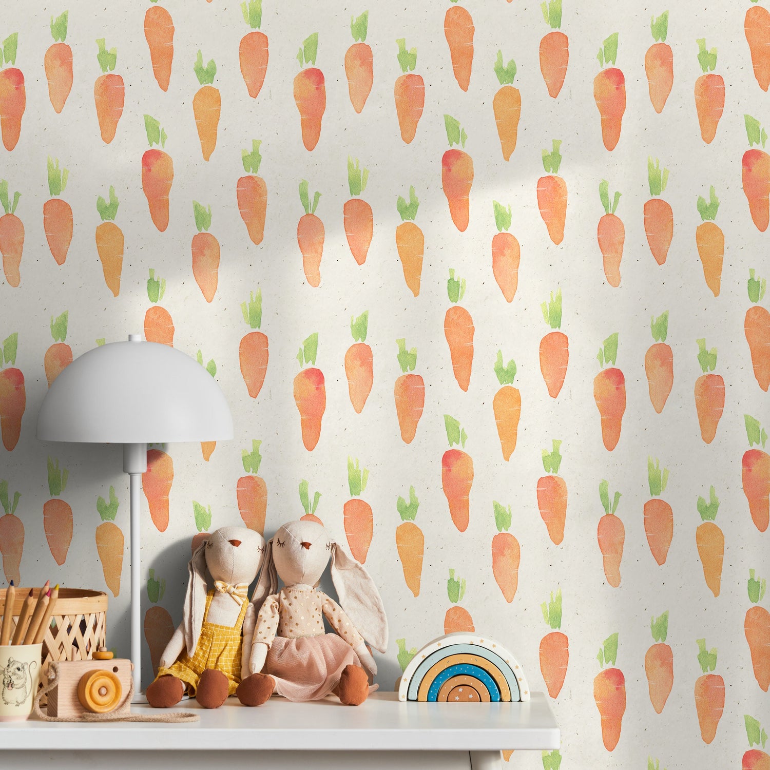 Wallpaper Peel and Stick Wallpaper Removable Wallpaper Home Decor Wall Decor Room Decor / Cute Carrot Wallpaper, Baby Wallpaper - A312