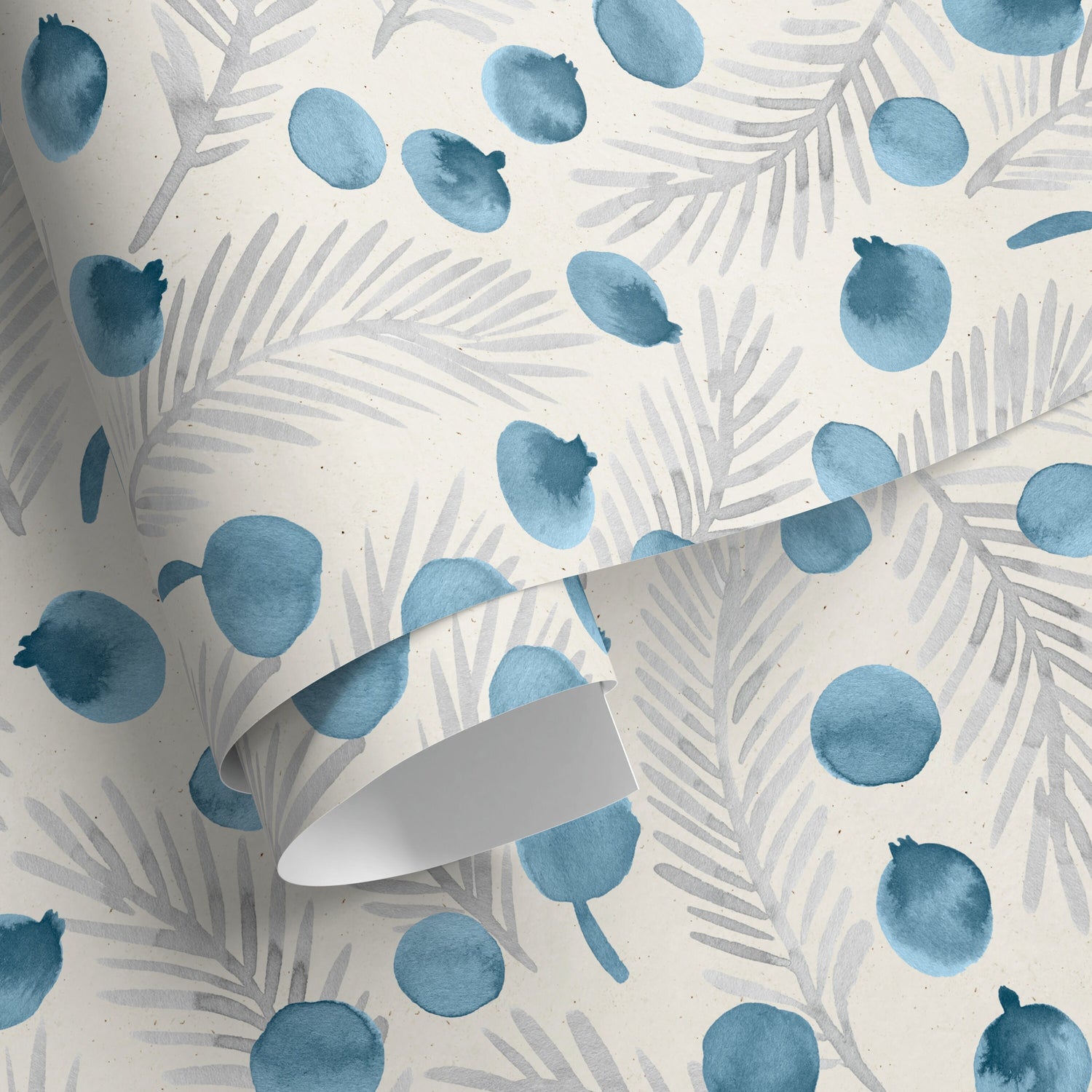 Wallpaper Peel and Stick Wallpaper Removable Wallpaper Home Decor Wall Art Wall Decor Room Decor / Blue Botanical Leaves Wallpaper - A320