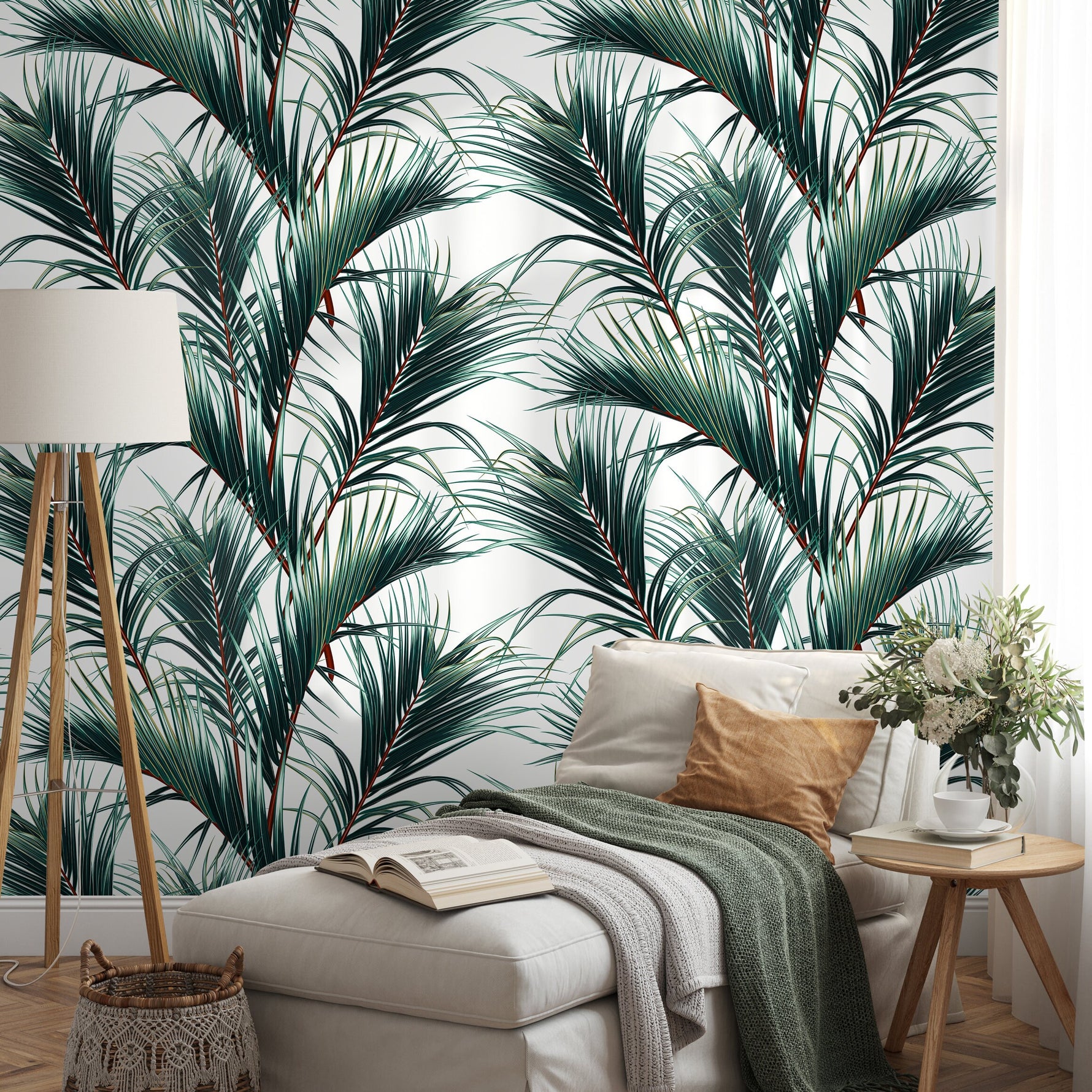 Wallpaper Peel and Stick Wallpaper Removable Wallpaper Home Decor Wall Art Wall Decor Room Decor / Tropical Jungle Leaf Wallpaper - B124