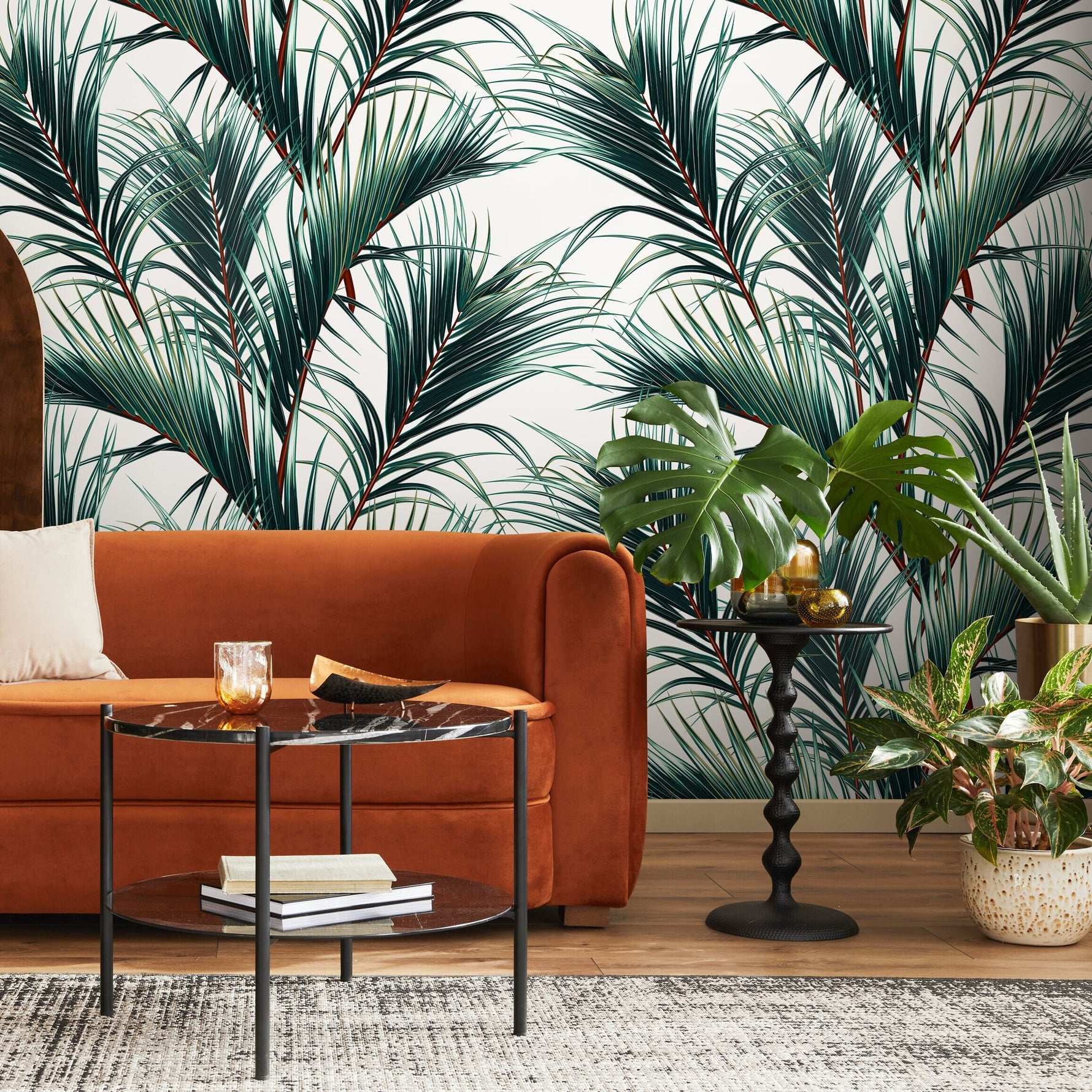 Wallpaper Peel and Stick Wallpaper Removable Wallpaper Home Decor Wall Art Wall Decor Room Decor / Tropical Jungle Leaf Wallpaper - B124