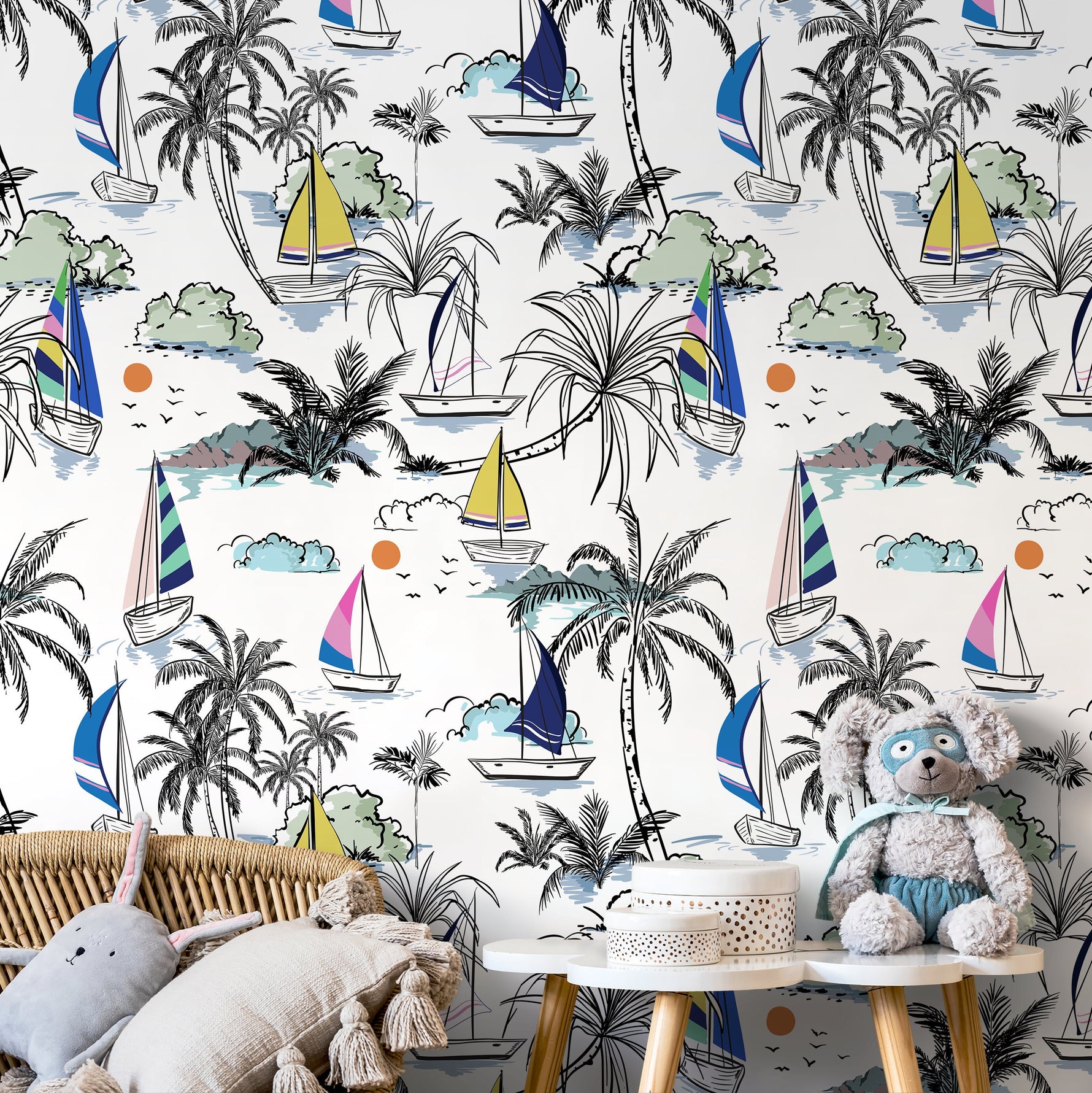 Wallpaper Peel and Stick Wallpaper Removable Wallpaper Home Decor Wall Art Wall Decor Room Decor / Tropical Sailing Boat Wallpaper - B540