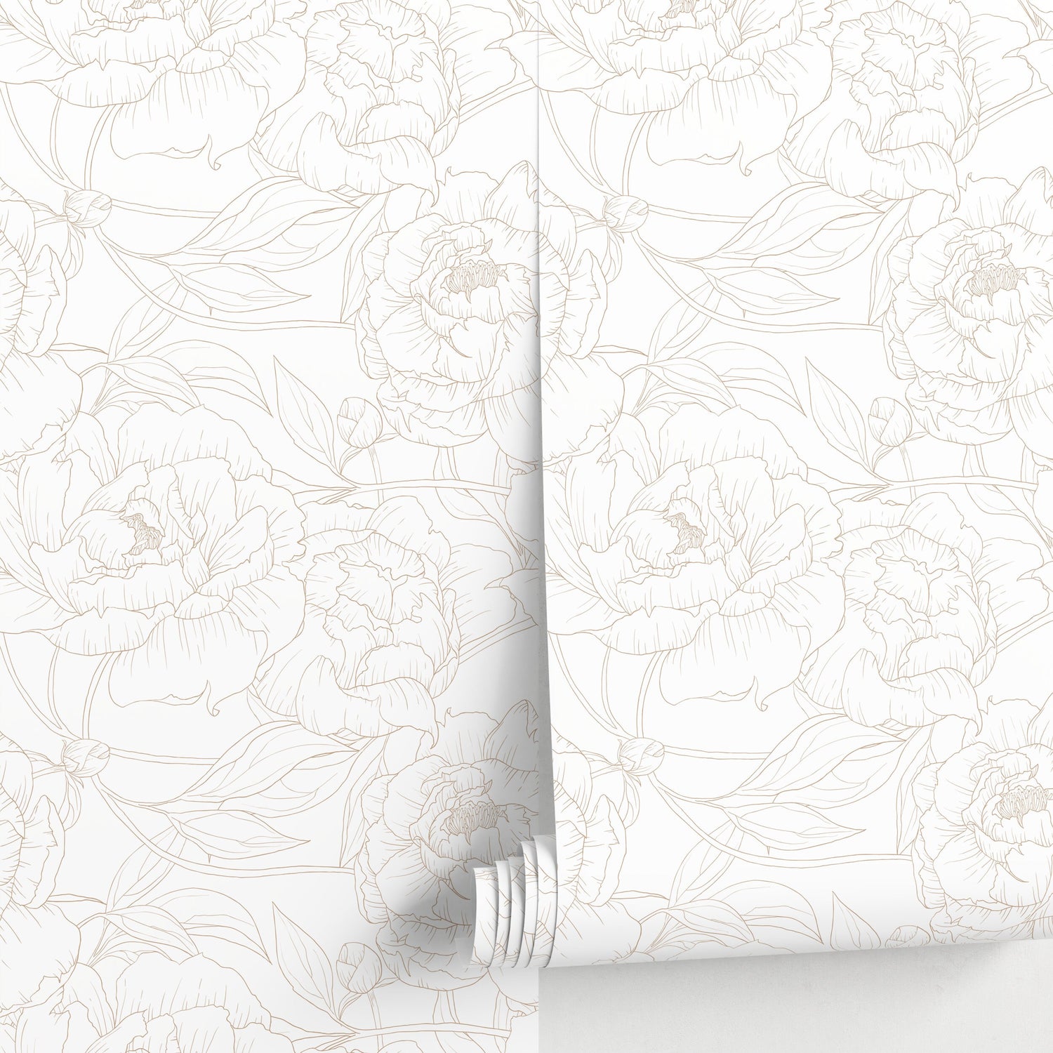 Neutral Boho Minimalist Peony Wallpaper Peel and Stick Removable Repositionable Geometric Minimalistic Abstract - ZABS