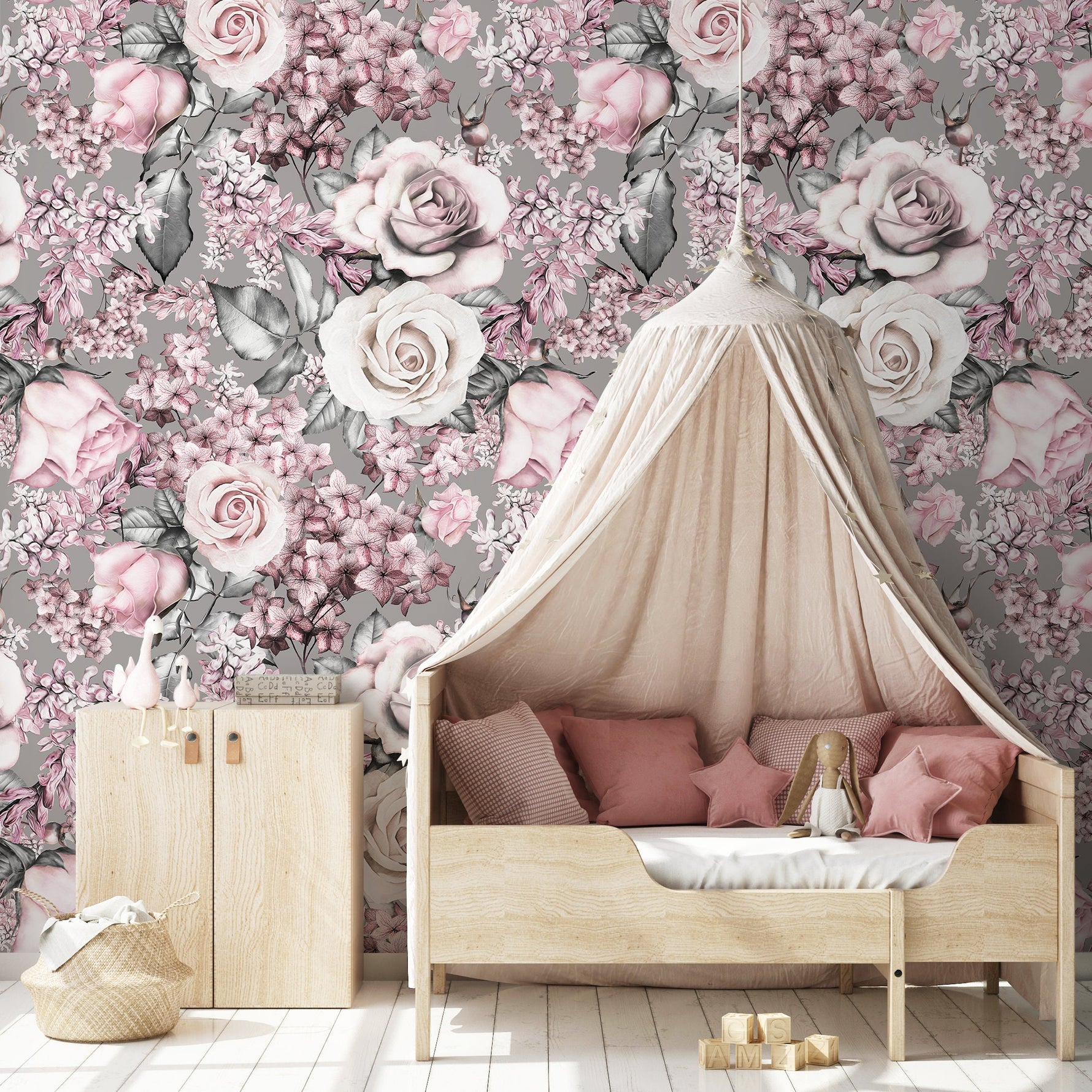 Removable Wallpaper Peel and Stick Wallpaper Wall Paper Wall Mural - Floral Watercolor Wallpaper - A548