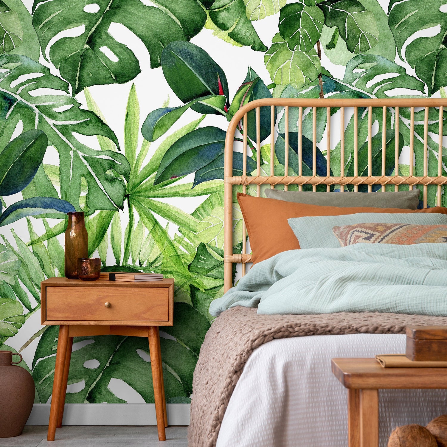 Removable Wallpaper Removable Wallpaper Tropical Leaves Removable Peel and Stick Wallpaper Self Adhesive - A744