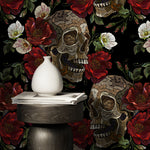 Dark Floral and Skull Wallpaper Maximalist Wallpaper Peel and Stick and Traditional Wallpaper - D905