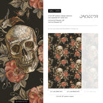 Large Skull Wallpaper Dark Roses Wallpaper Peel and Stick and Traditional Wallpaper - D890