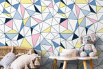 Wall Decor Wallpaper Peel and Stick Wallpaper Removable Wallpaper Home Decor Wall Art Room Decor / Colorful Triangle Wallpaper - B731