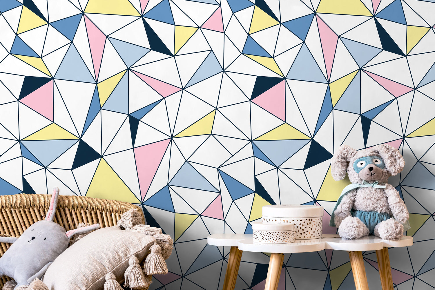 Wall Decor Wallpaper Peel and Stick Wallpaper Removable Wallpaper Home Decor Wall Art Room Decor / Colorful Triangle Wallpaper - B731