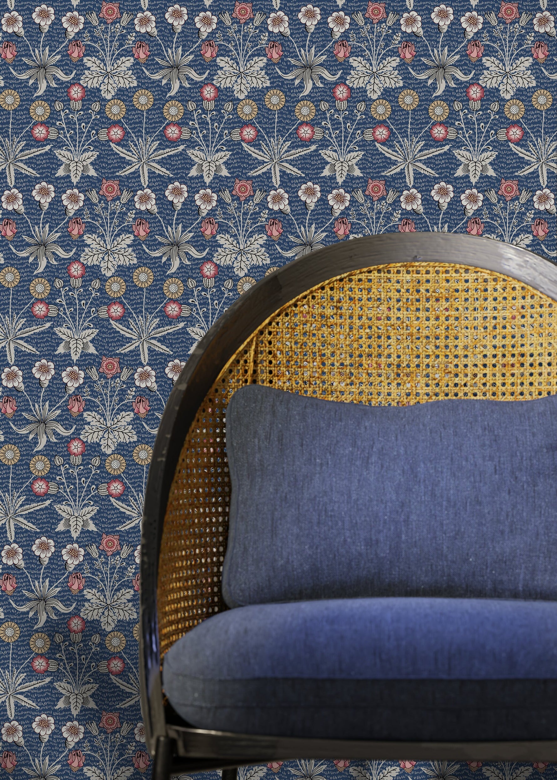 Floral Denim Charm Wallpaper - B922