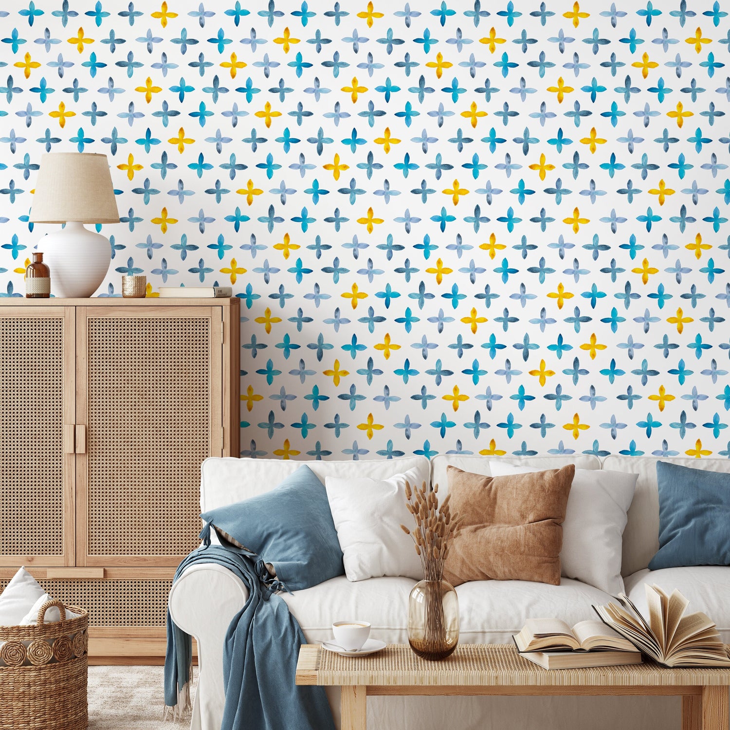 Wallpaper Peel and Stick Wallpaper Removable Wallpaper Home Decor Wall Art Wall Decor Room Decor / Blue and Yellow Modern Wallpaper - A603