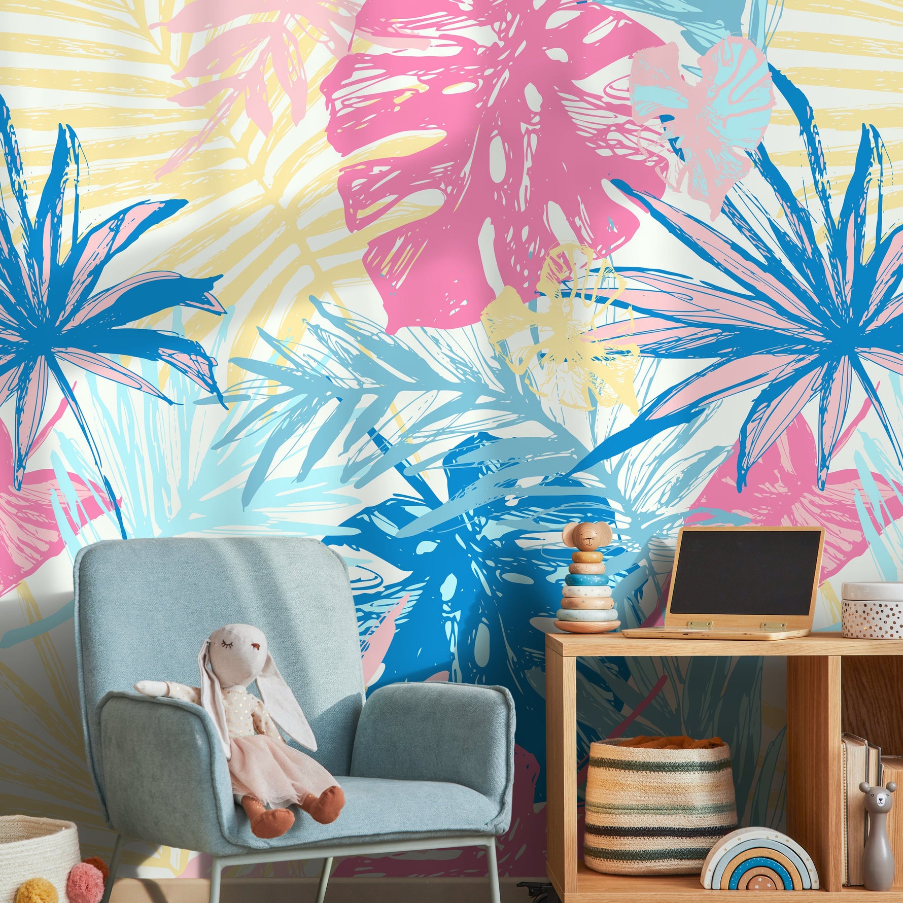 Wallpaper Peel and Stick Wallpaper Removable Wallpaper Home Decor Wall Art Wall Decor Room Decor / Colorful Tropical Wallpaper - A652