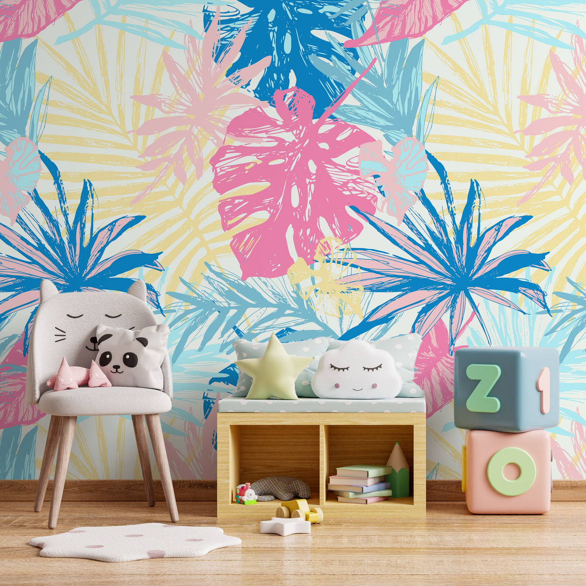 Wallpaper Peel and Stick Wallpaper Removable Wallpaper Home Decor Wall Art Wall Decor Room Decor / Colorful Tropical Wallpaper - A652