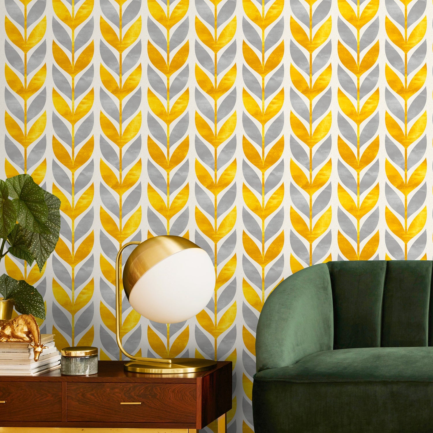 Wallpaper Peel and Stick Wallpaper Removable Wallpaper Home Decor Wall Wall Covering Decor Room Decor / Yellow Scandinavian Wallpaper - A179