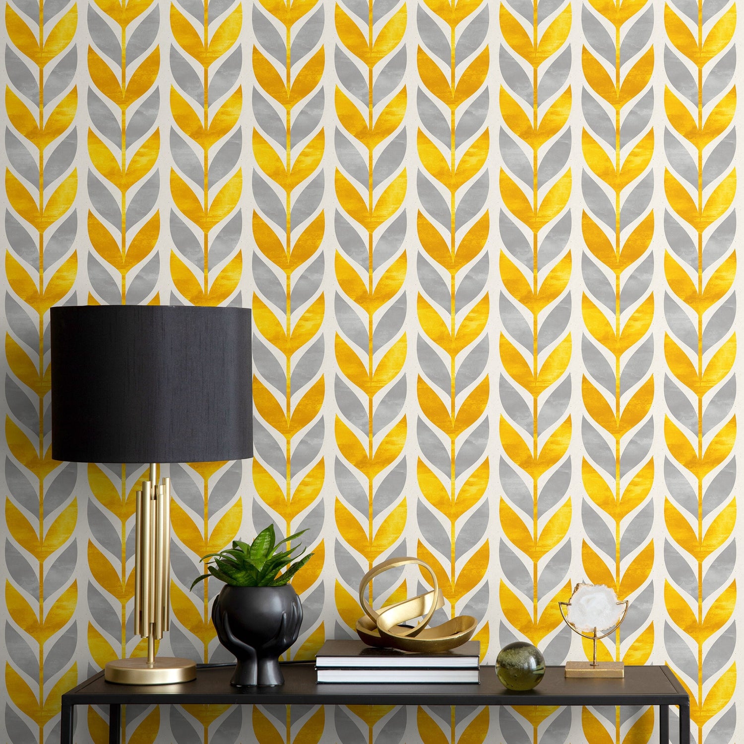 Wallpaper Peel and Stick Wallpaper Removable Wallpaper Home Decor Wall Wall Covering Decor Room Decor / Yellow Scandinavian Wallpaper - A179