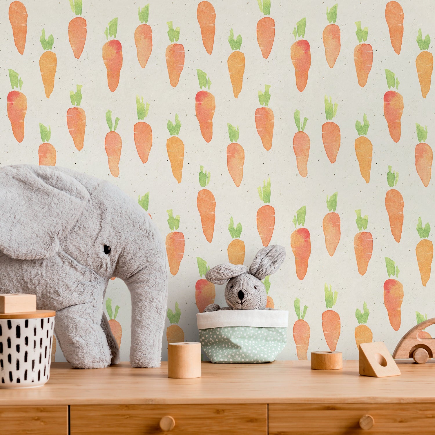 Wallpaper Peel and Stick Wallpaper Removable Wallpaper Home Decor Wall Decor Room Decor / Cute Carrot Wallpaper, Baby Wallpaper - A312