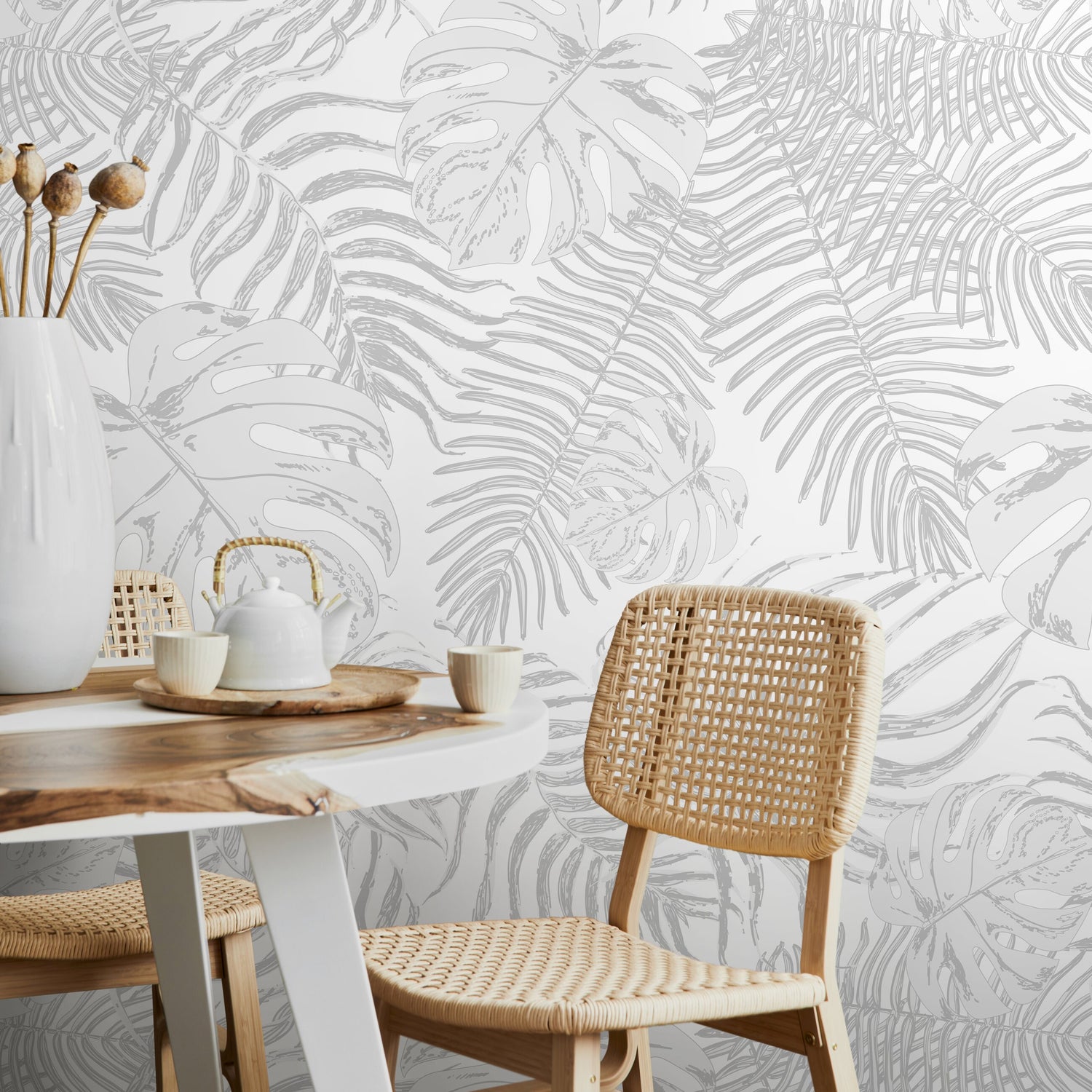 Removable Wallpaper, Tropical Wallpaper, Leaf Wallpaper, Leaves Wallpaper, Wall Paper, Peel and Stick Wallpaper, Watercolor Wallpaper - A561