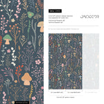 Floral Garden Wallpaper Fun Mushroom Wallpaper Peel and Stick and Traditional Wallpaper - D910