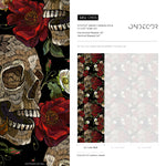 Dark Floral and Skull Wallpaper Maximalist Wallpaper Peel and Stick and Traditional Wallpaper - D905