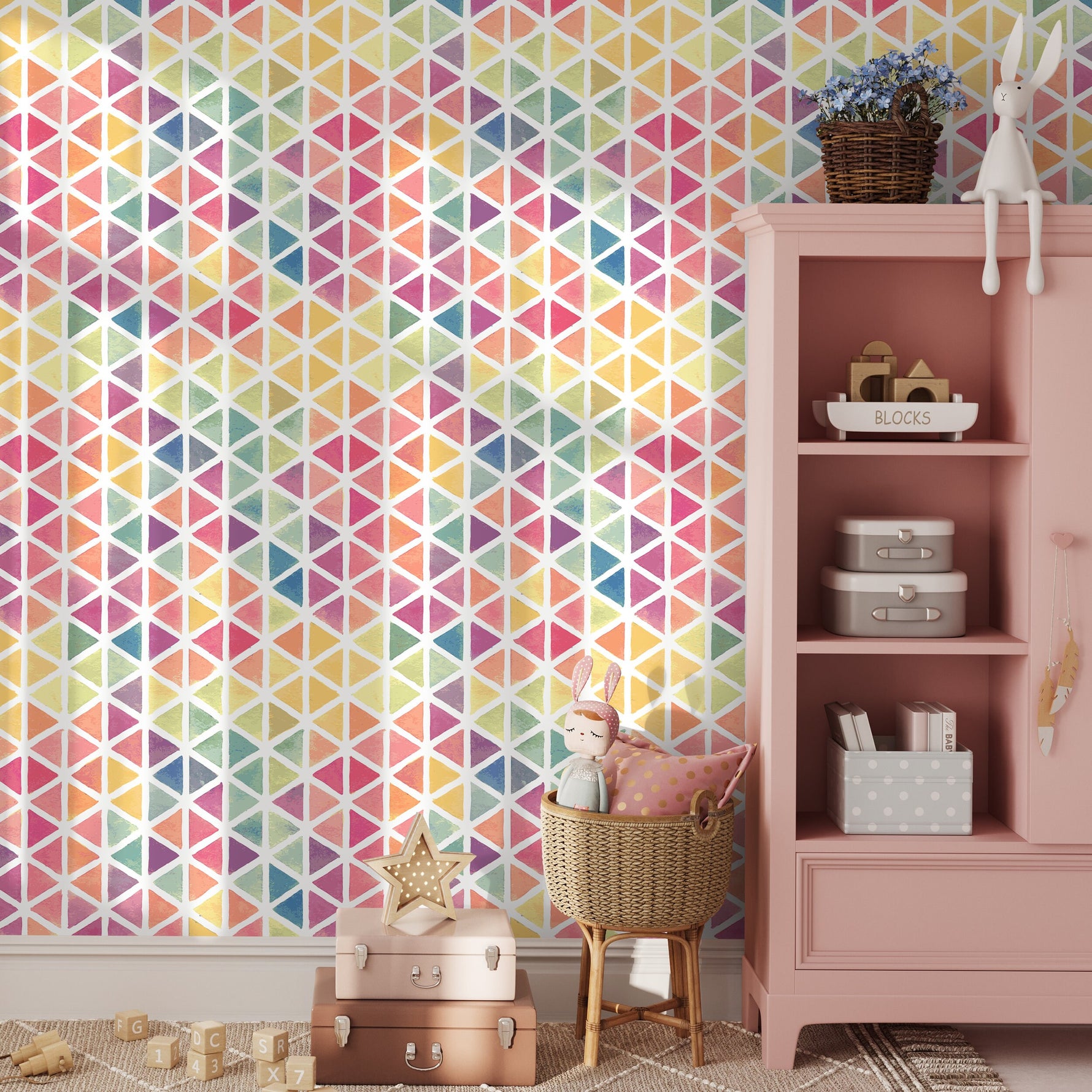 Wallpaper Peel and Stick Wallpaper Removable Wallpaper Home Decor Wall Art Wall Decor Room Decor / Colorful Geometrical Wallpaper - A157