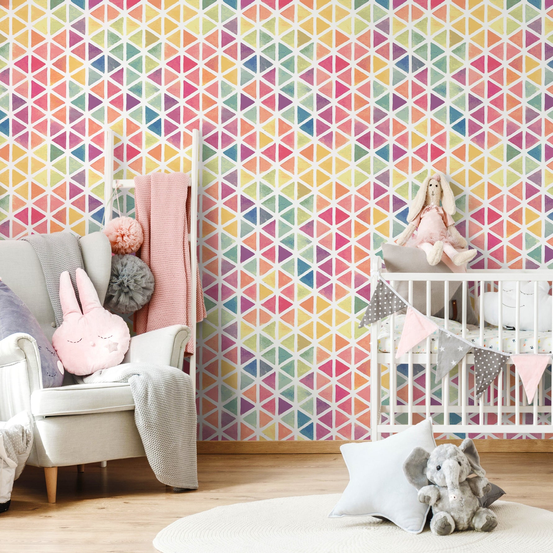 Wallpaper Peel and Stick Wallpaper Removable Wallpaper Home Decor Wall Art Wall Decor Room Decor / Colorful Geometrical Wallpaper - A157