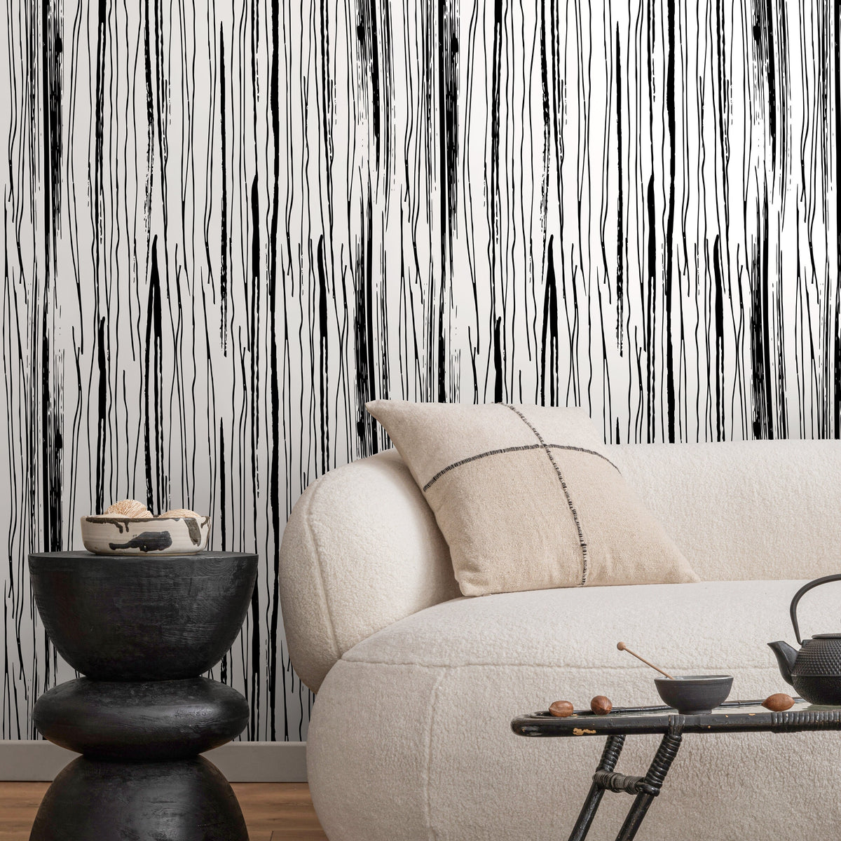 Wallpaper Peel and Stick Wallpaper Removable Wallpaper Home Decor Wall Art Wall Decor Room Decor / Black and White Abstract Wallpaper - A604