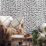 Temporary Wallpaper Peel and Stick Removable Wallpaper Abstract Dots Wall Paper Wall Mural - Black and White Wallpaper - A640