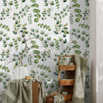 Eucalyptus Removable Wallpaper Temporary Wallpaper Foliage Self Adhesive Peel and Stick Wallpaper Minimalistic Leaves - A649