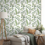 Eucalyptus Removable Wallpaper Temporary Wallpaper Foliage Self Adhesive Peel and Stick Wallpaper Minimalistic Leaves - A649