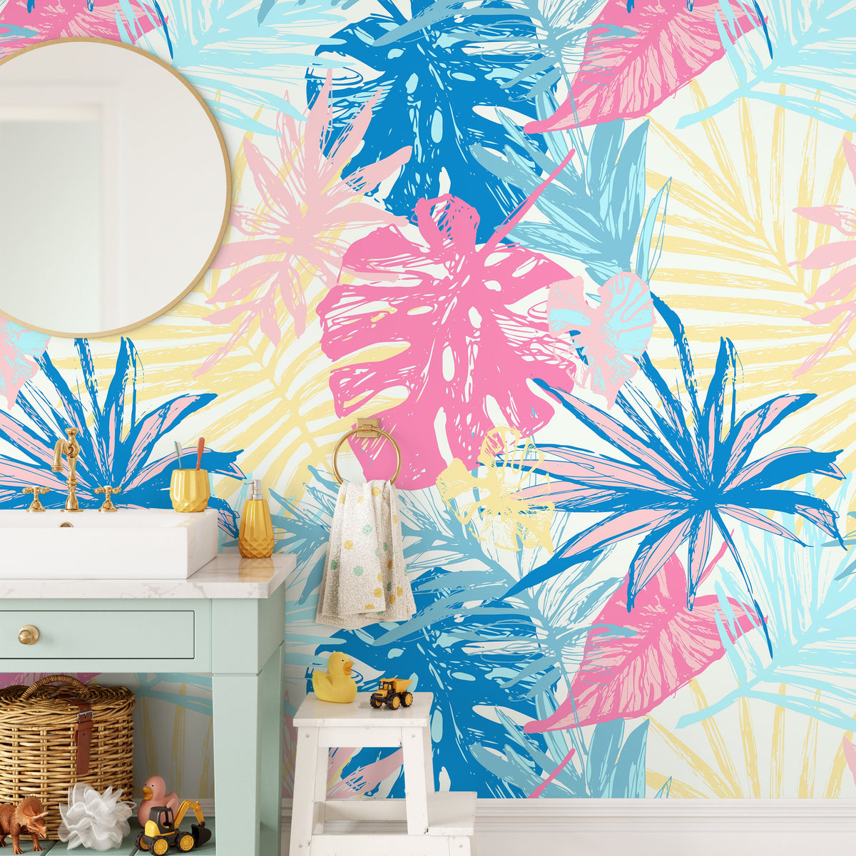 Wallpaper Peel and Stick Wallpaper Removable Wallpaper Home Decor Wall Art Wall Decor Room Decor / Colorful Tropical Wallpaper - A652