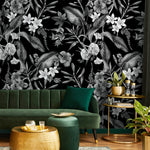 Dark Floral Botanical Wallpaper Vintage Wallpaper Peel and Stick and Traditional Wallpaper - A382