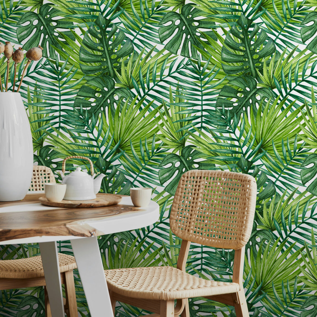 Removable Wallpaper Peel and Stick Wallpaper Wall Paper Wall Mural - Monstera Leaf Wallpaper - A399