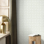 Light Green Vintage Wallpaper Tile Wallpaper Peel and Stick and Traditional Wallpaper - A413