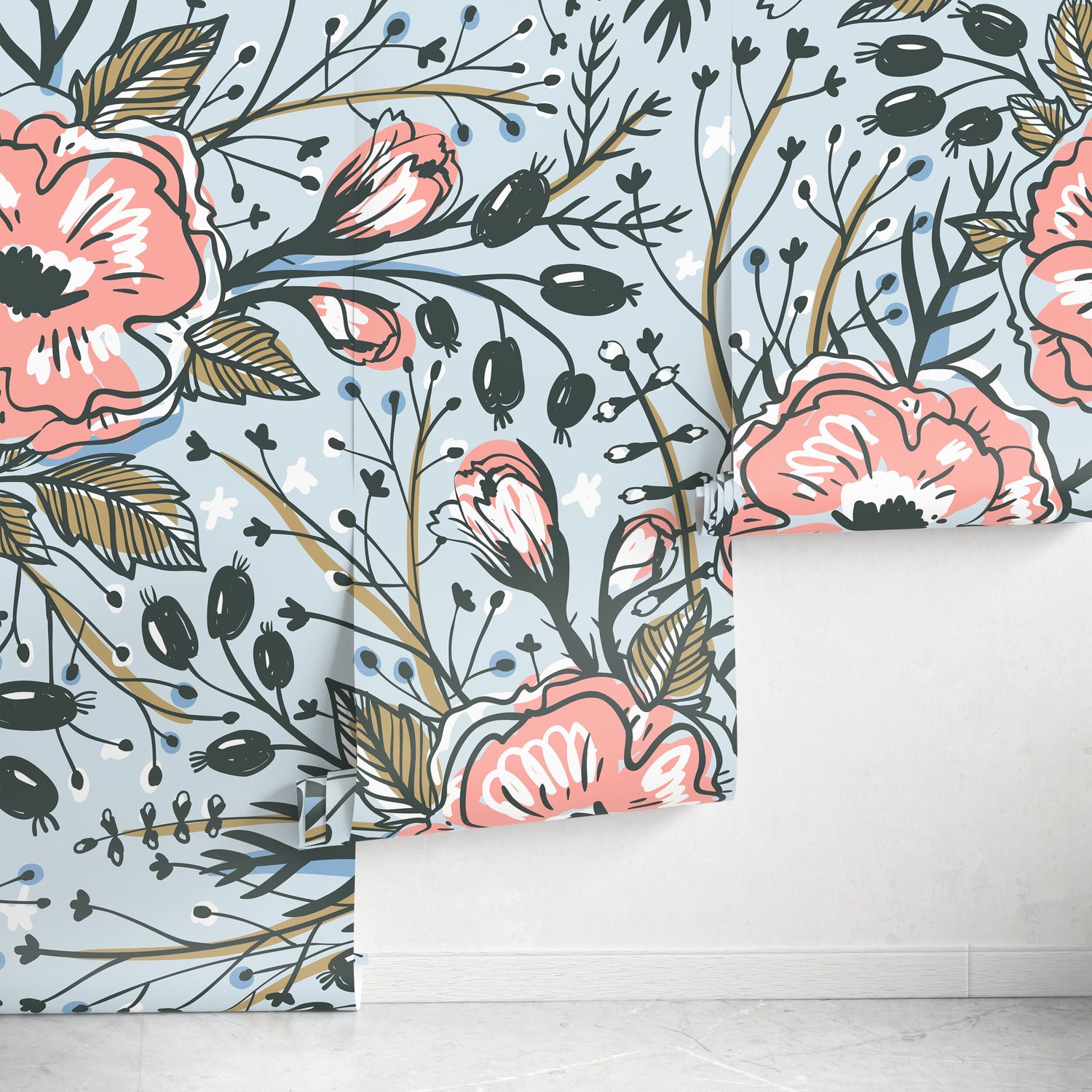 Removable Wallpaper Peel and Stick Wallpaper Wall Paper Wall Mural - Vintage Floral Wallpaper - A418